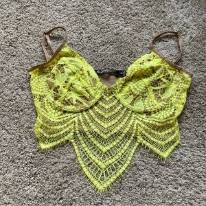 For Love and Lemons Snapdragon Underwire Bra Bralette Yellow Small